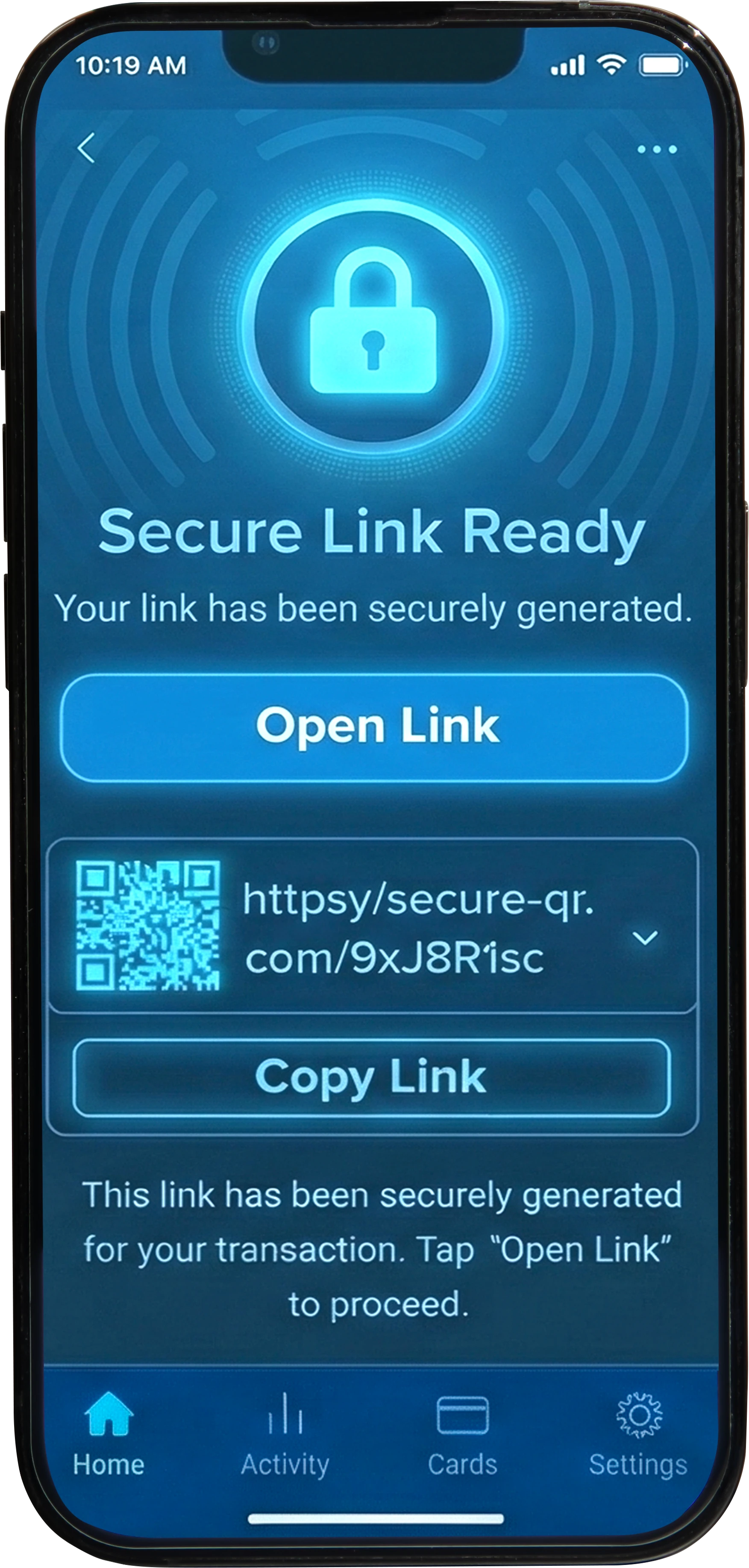 Secure link delivered to phone