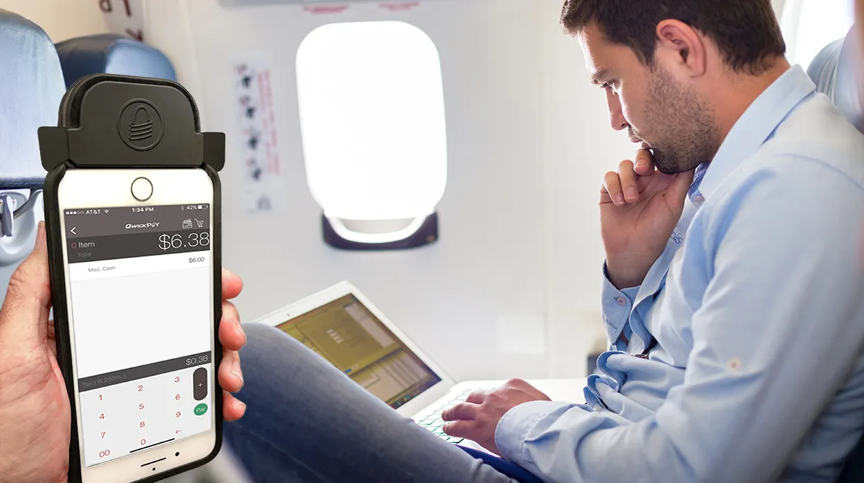 MagTek payment terminal used by airline crew for in-flight payments