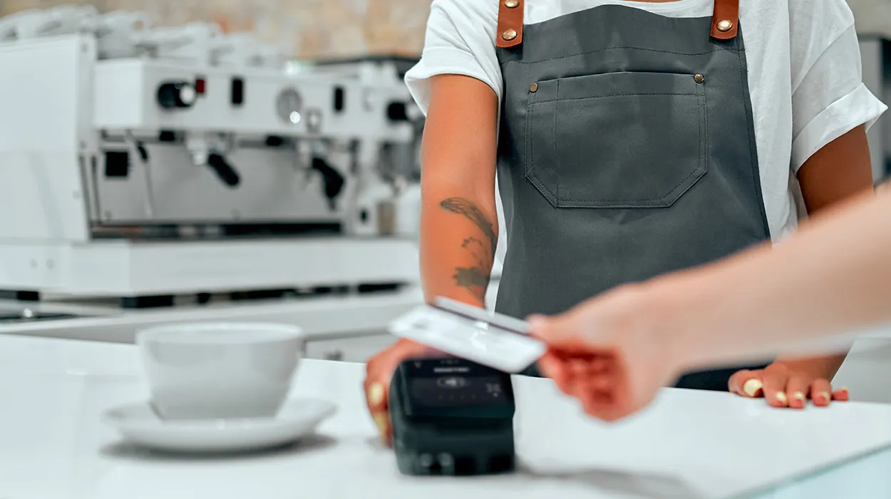 MagTek mobile card reader used at a restaurant point of sale