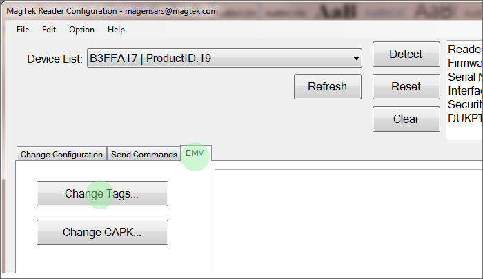 Click Change Tags under EMV tab.