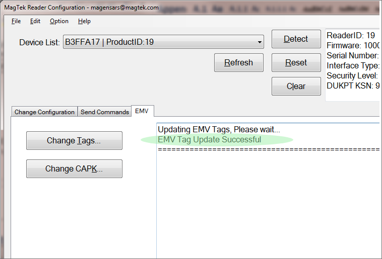 EMV Tag Update Successful