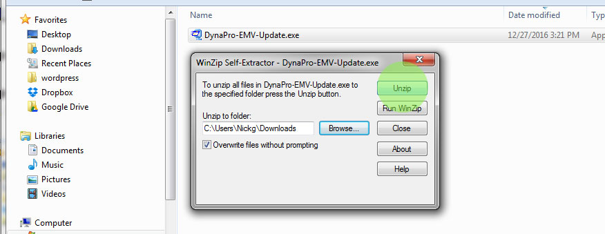 Unzip DynaPro EMV tag files