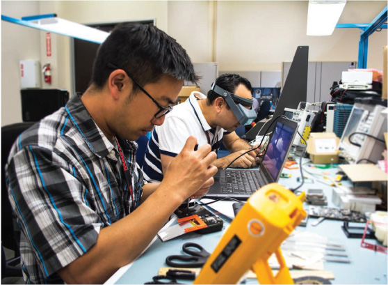 Technicians working