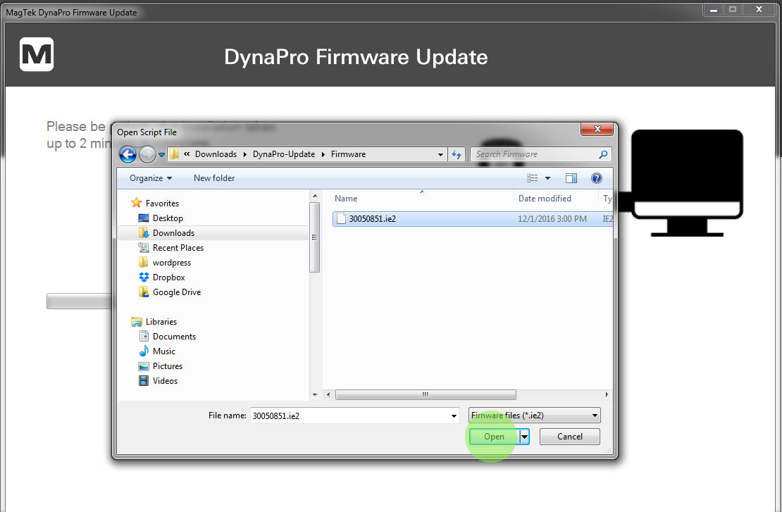 Choose the firmware file 30050851.ie2